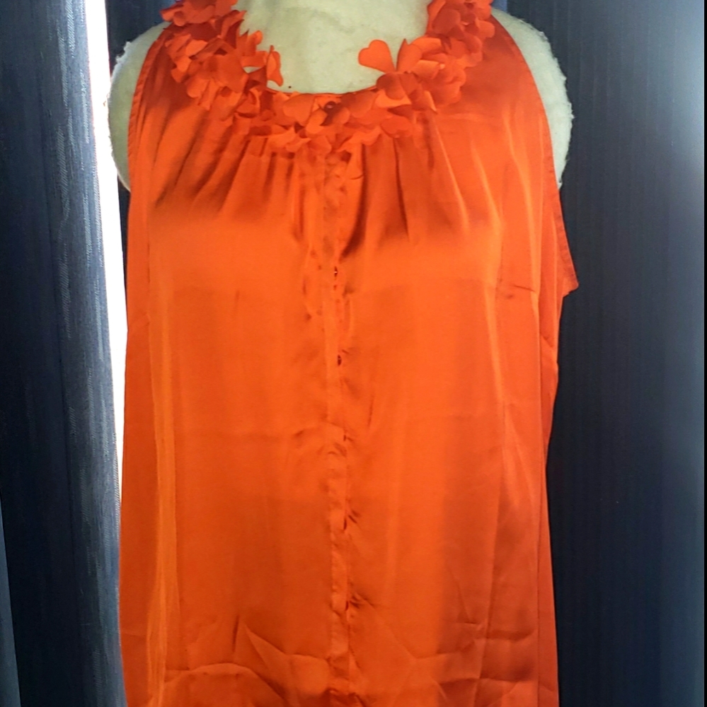 Orange sleeveless breezy blouse